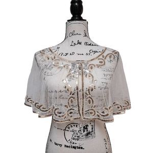 Elegant Gold and Cream Embroidered Wrap